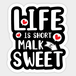 Life is short make it sweet white text design Sticker